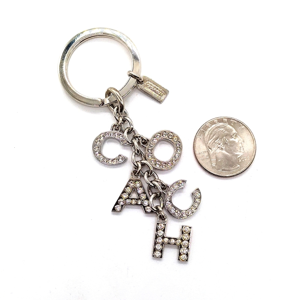 COACH Vintage Pave Swarovski Crystal Letters Keychain Fob Purse Charm - Picture 3 of 4